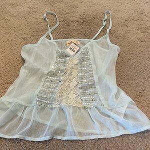 Free People Light Blue Sheer Camisole